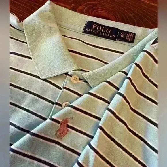 POLO RALPH LAUREN Striped Short‎ Sleeve Mens Collared Polo Size XL - Picture 1 of 6